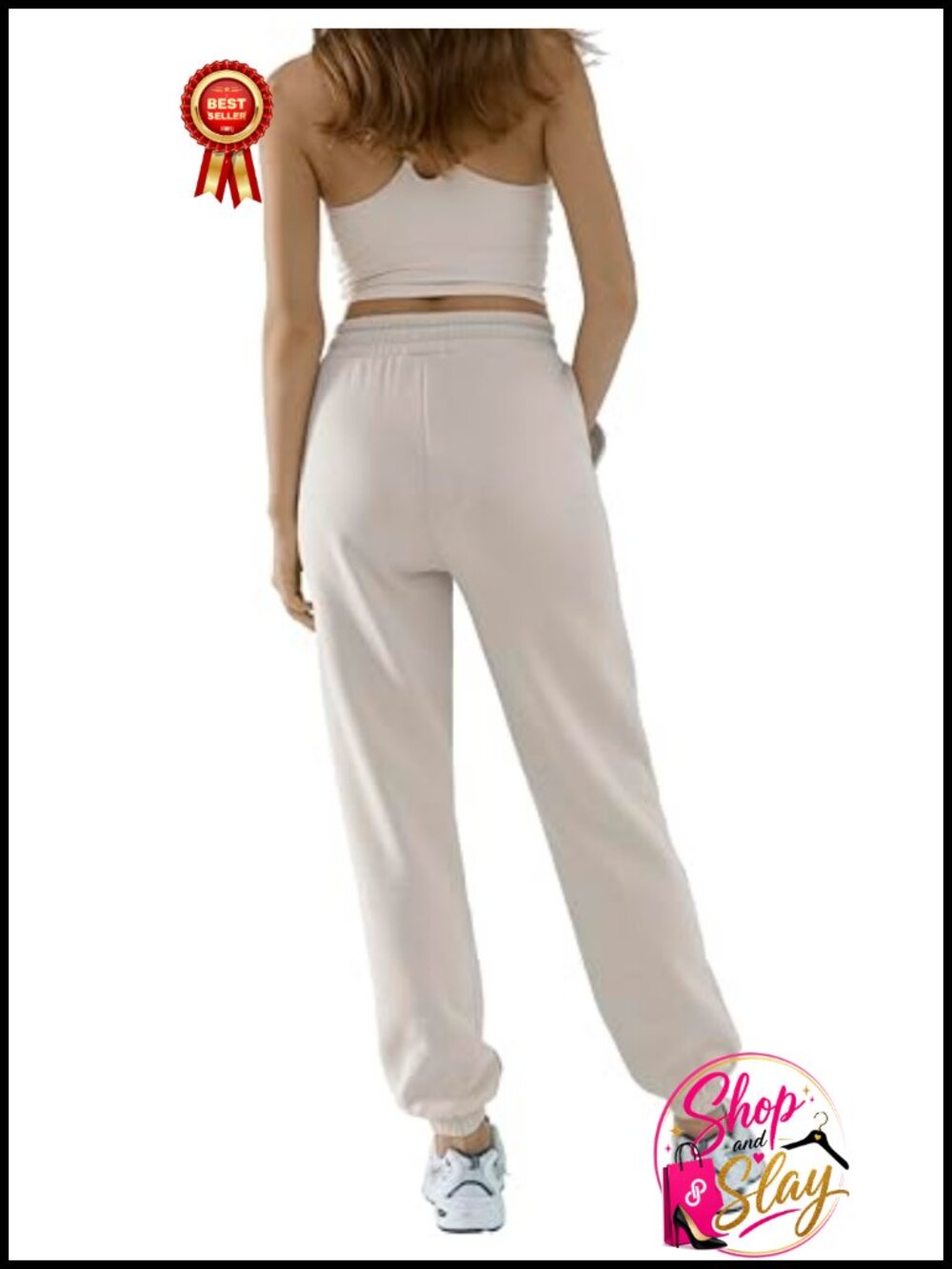 Fleece-Lined High-Waisted Drawstring Jogger Sweatpants 3 Pack